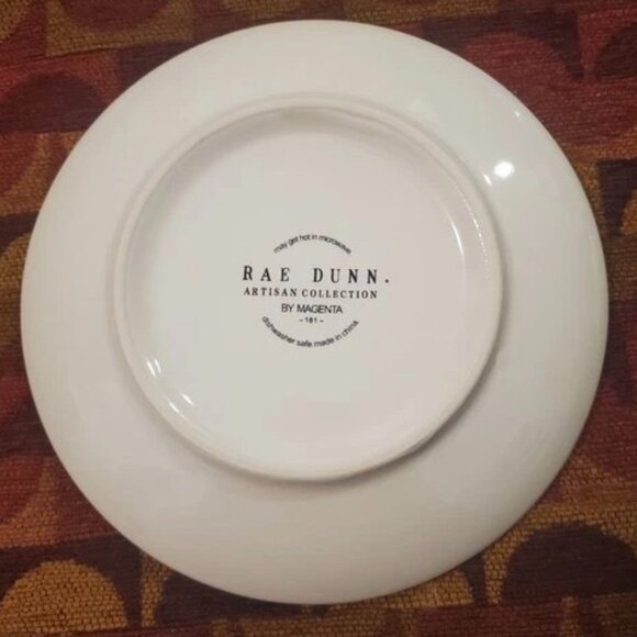 Rae Dunn Magenta Xmas Santa & Elf Village Collection Appetizer Plates x4 NWT - Picture 7 of 8